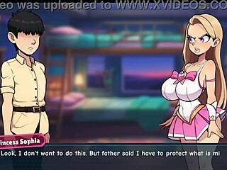 Princess Sophia in hentai game, bratty teen 18+ with big tits strips naked after clothes ripped