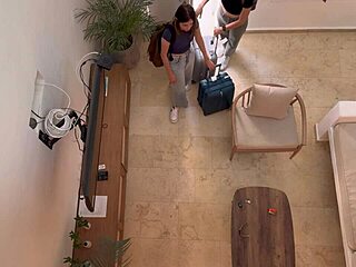 Two hot latina lesbians finger pussies on vacation.