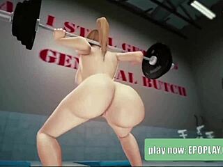 nude 3d cutie caught working out at the gym