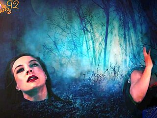 giving head to a demon in sexy black stockings