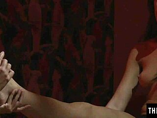 Hot brunette masturbates as girlfriend watches her orgasm