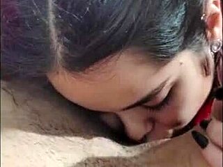 White Moon gives a hot blowjob to warm up this cold day