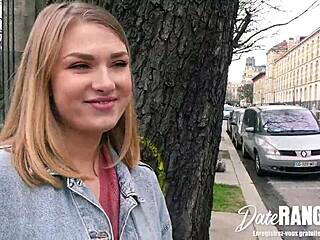 Blonde gets hooked up in park for French anal action on a dating adventure.