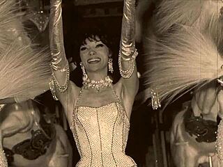 Vintage showgirls perform classic striptease