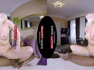 Black Guy Licks Blonde's Pierced Pussy in Bent Over Doggystyle VR Sex