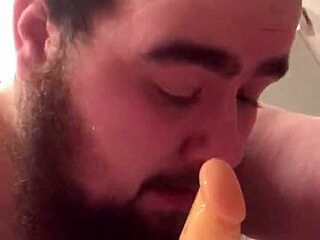 Young gay chub sucking and riding dildo