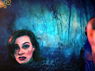 giving head to a demon in sexy black stockings