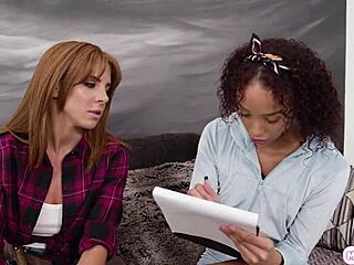 redhead lesbian babe lickin’ client’s ebony girlfriend