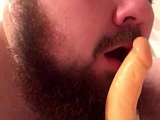 Young gay chub sucking and riding dildo