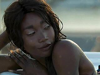 Ebony beauty Mimi Desuka, uh, gettin’ naked at pool for Playboy, ya know!