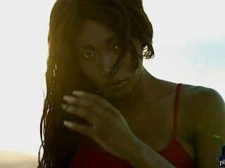 Ebony beauty Mimi Desuka, uh, gettin’ naked at pool for Playboy, ya know!