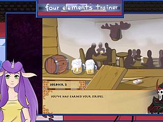 Allenatrice Avatar Last Airbender mescola drink con tette enormi