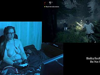 Naked Brunette BBW Plays Alan Wake