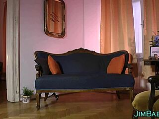 Teen brit in stockings rides old