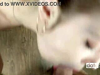 Pretty Redhead Gets Cumshot on Face After Kneeling Blowjob in Bikini