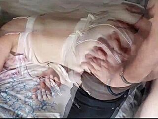 1593 - french slut dressed in black leather pants white satin thong high heels blowjob rimming doggystyle and anal cumshot?