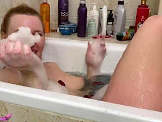Amberblushx bathes and fingers her pussy to intense orgasm.