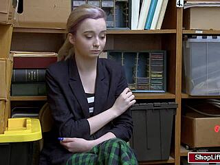 i caught this shoplifter and banged her shaved pussy hard with my monster cock