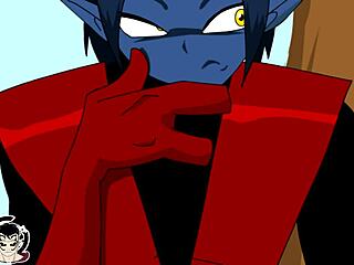 nightcrawler fails teleport in cartoon