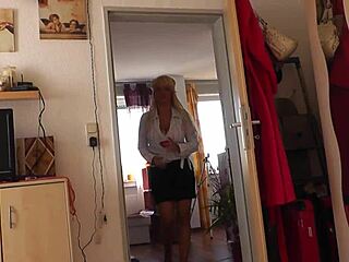 blonde couple on sofa with dirty talk and fucking, licking and masturbation 😏💦