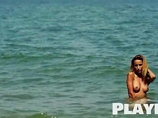 Stunning Blonde Milf Cara Mell Strips Outdoors!