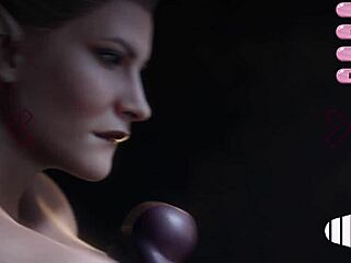 Hot milf makes timid demoness cum four times in animated futanari