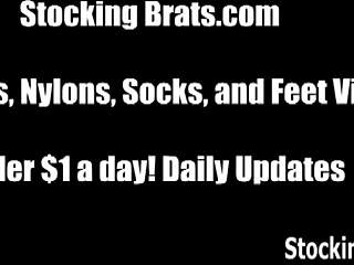 Our lesbian pantyhose threesome in stockings and feet fetish is getting you hard