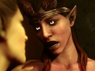 Hot milf makes timid demoness cum four times in animated futanari