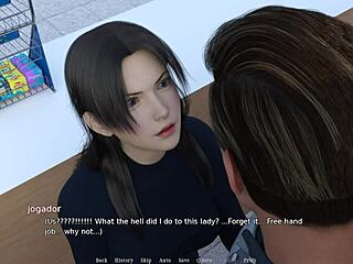 Cute 3D hentai babe gets handjob behind counter