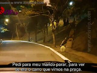 Hey, joined the public fun with my cuck, two cars followed for a naughty game!