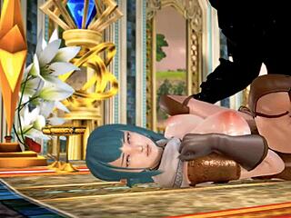 Demon King Licks Warrior's Huge Tits in 3D Hentai