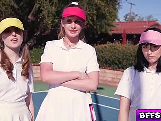 Besties Getting A Tennis Lesson From A Stud They All Want To Fuck And The Claws Come Out Right Away
