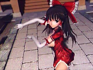 Reim Touhou PinkCat in Wild 3D Anime Hentai Action with Intense Scenes