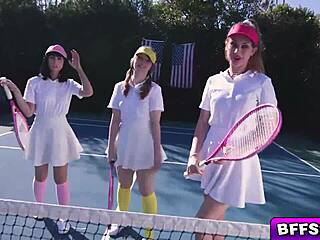 Besties Getting A Tennis Lesson From A Stud They All Want To Fuck And The Claws Come Out Right Away