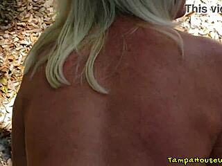 she takes it hard doggystyle outdoors, cum on her pierced ass