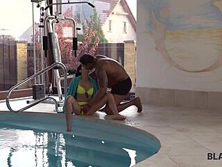 Teen Madelina Dee's interracial sex with coach in big house 😏