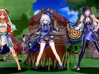 genshin's furina, nilou, and yelan in hentai mmd 😏