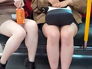 Japanese Cuties Tease with Upskirt Views on Train