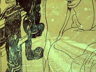 Винтажный эротический рисунок в ретро-хентай стиле