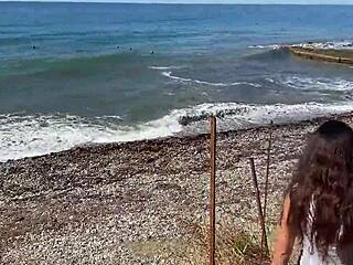 Four lone rangers found a girl on the beach and fed her with their dicks