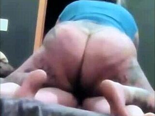 Chubby transgender girl fucks and cums in fag's mouth