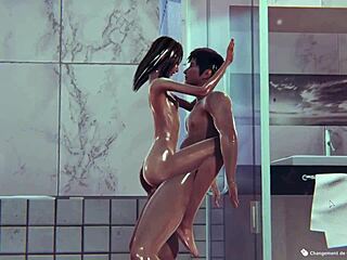 Skinny Girl Fucks in Shower Bathing Scene