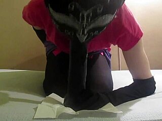 Femboy In STOCKINGS Deepthroats Dildo For ANAL Fun