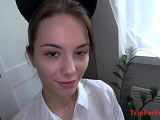 Naughty 18yo Asian cat takes intense AMWF creampie in POV