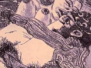 vintage erotické kresby z antických komiksů a kreslených