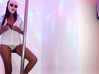 Skinny Brunette Student Seduces Teacher on Halloween with Pole Dancing. Homemade Porn Video Goes Viral!