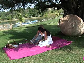 I love watching Viv Thomas babes in garden lesbian action