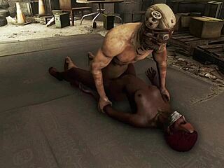 In Fallout 4 Dark Desires, hot black character bound in bondage experiences rough anal