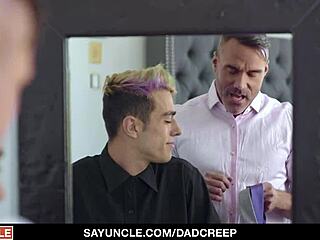 Hot big dick stepdad fucks teen 18+ stepson bareback in hardcore gay taboo 😈