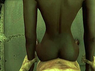 In Fallout 4 Dark Desires, hot black character bound in bondage experiences rough anal